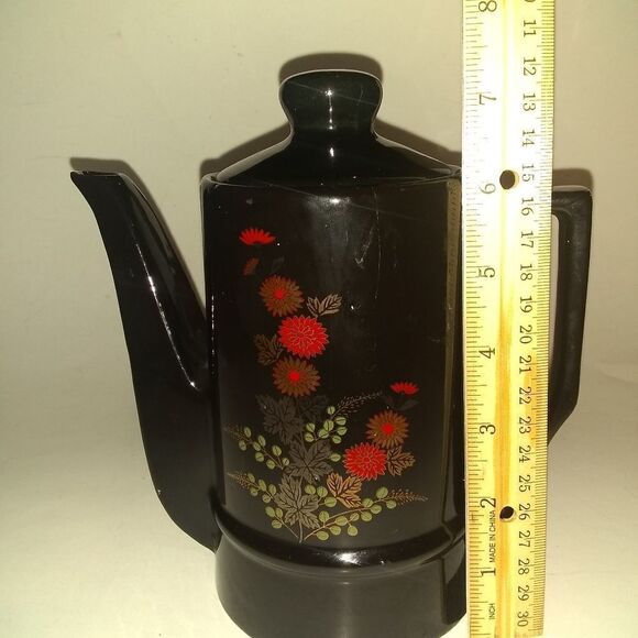 ⬇️⬇️⬇️Vintage Japanese Tall Black Coffee Tea Pot - Picture 2 of 7